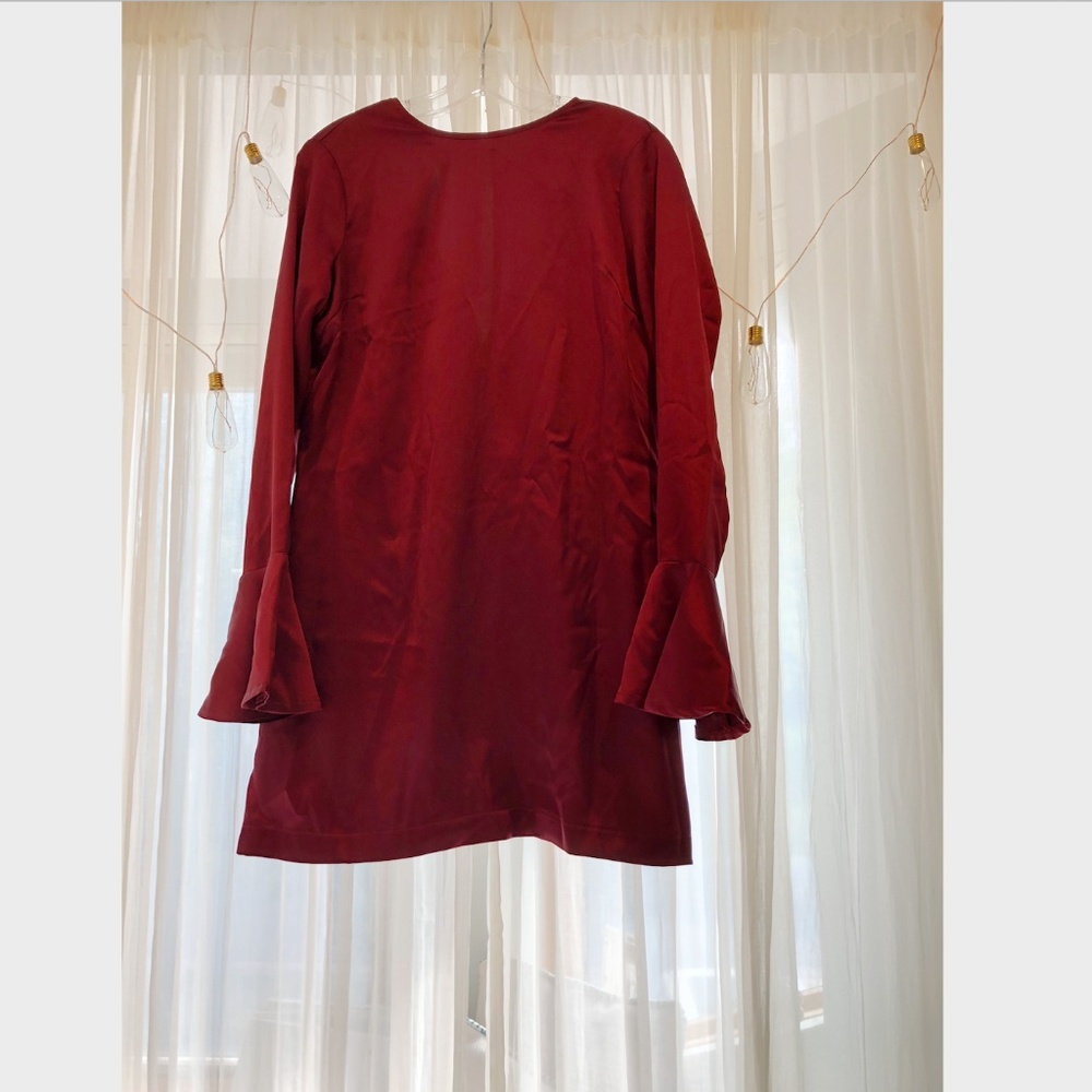 Maroon Satin Shift Formal Dress